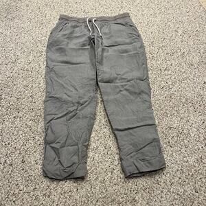 Athleta Bali Linen Ankle Pant Sz 6 Gray Coastal Casual Lightweight Beachy